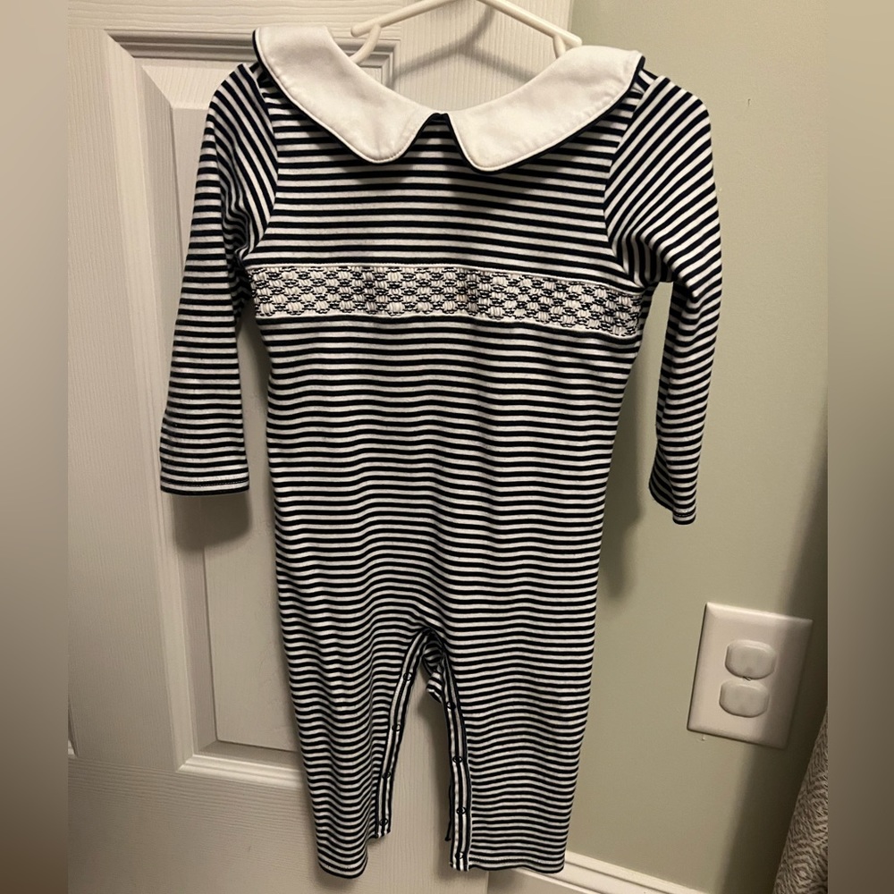 TBBC smocked long sleeve longall navy 24 month